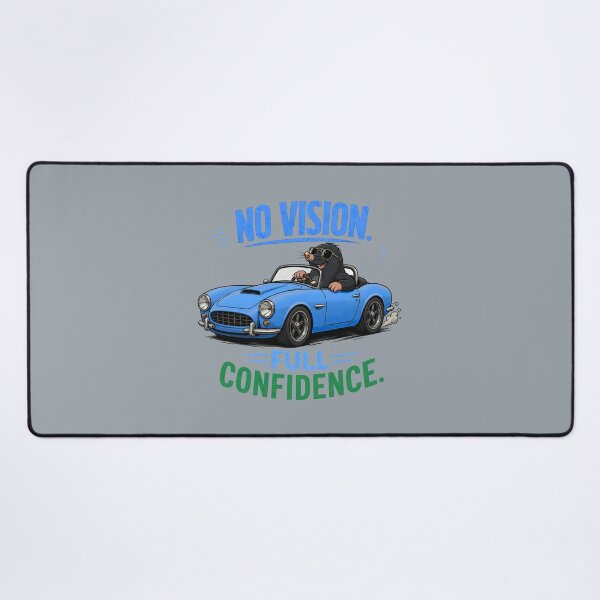 Item preview, No Vision. Full Confidence. – Funny Mole Driving Blue Convertible Cartoon T-Shirt designed and sold by Aimetoi.