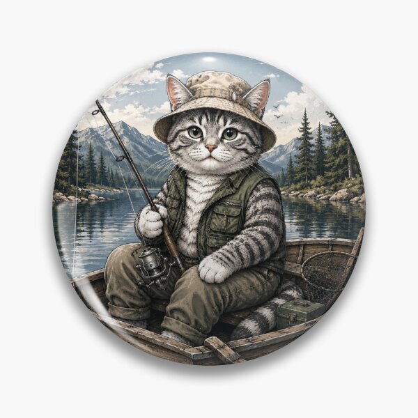 Item preview, Cute Fishing Cat in a Boat designed and sold by LovePrintArt.