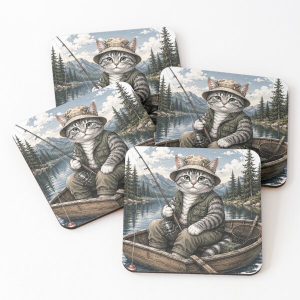 Item preview, Cute Fishing Cat in a Boat designed and sold by LovePrintArt.