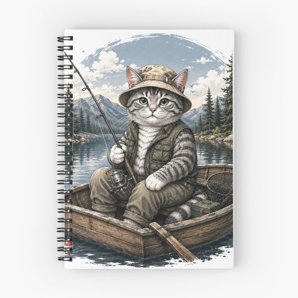 Item preview, Cute Fishing Cat in a Boat designed and sold by LovePrintArt.