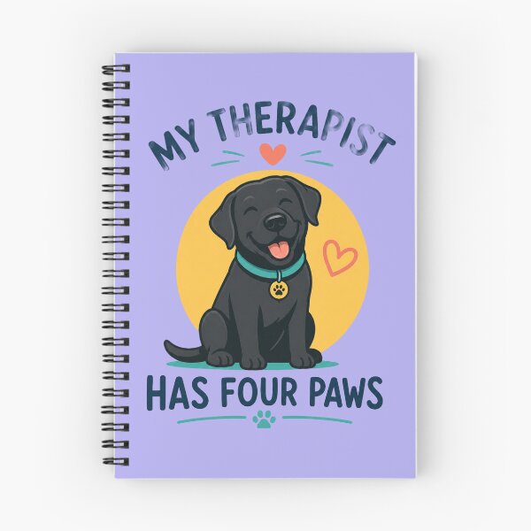 Aperçu de l'œuvre Mon thérapeute a quatre pattes | Cadeau humoristique pour les amoureux des labradors noirs créée et vendue par Goodthingstree.