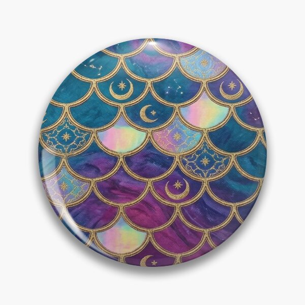 Item preview, Celestial Mermaid Moon & Stars Gold Purple Pastel Fantasy Mermaid Art designed and sold by MoqunaDesign.