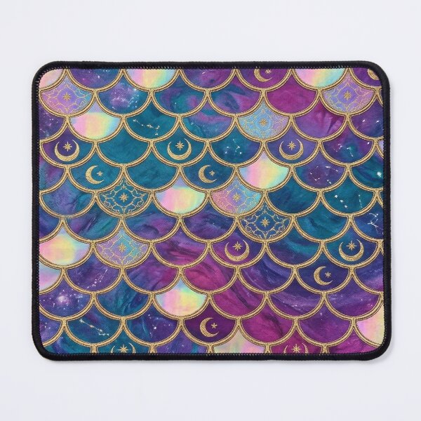 Item preview, Celestial Mermaid Moon & Stars Gold Purple Pastel Fantasy Mermaid Art designed and sold by MoqunaDesign.
