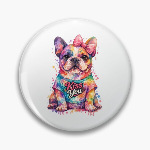 Item preview, A watercolor style colorful portrait of bulldog girl designed and sold by lafataviola.