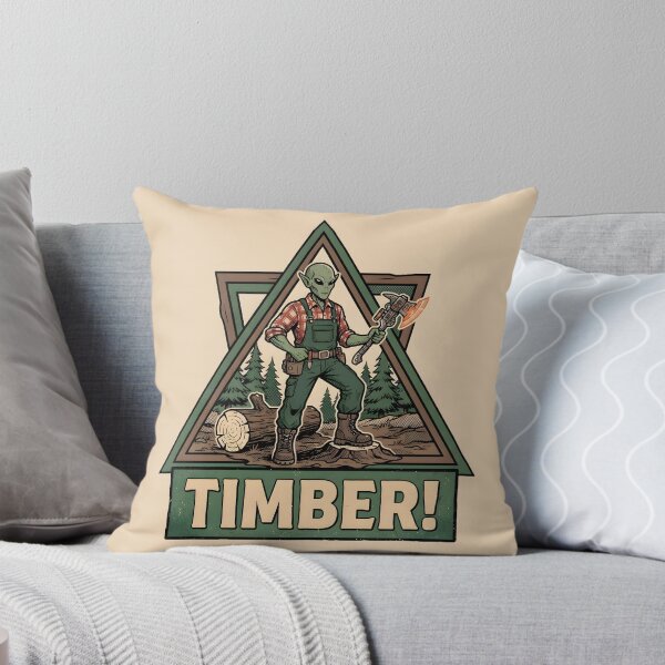 Artikelvorschau, Alien Lumberjack Laser Axe Timber Retro Comic Grafik entworfen und verkauft von DuckOddity.