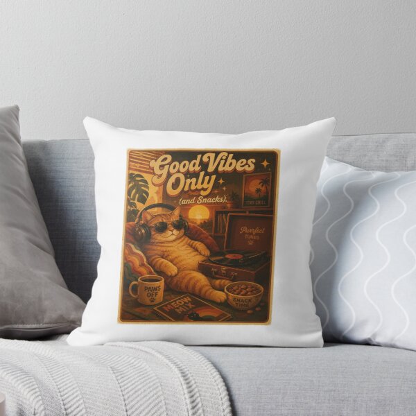 Item preview, Good Vibes Only Cat Retro Cozy Poster designed and sold by olenapetol.