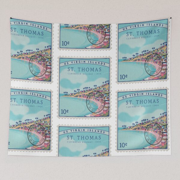 Item preview, St Thomas USVI Harbor Magens Bay Stamp Sticker designed and sold by stickercuffs.
