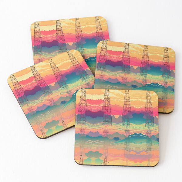 Item preview, Mirrored Sunset Industrial Lattice Towers designed and sold by pinkal.