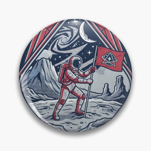Item preview, First Step Alien Astronaut Planting Flag Retro Space Graphic designed and sold by DuckOddity.