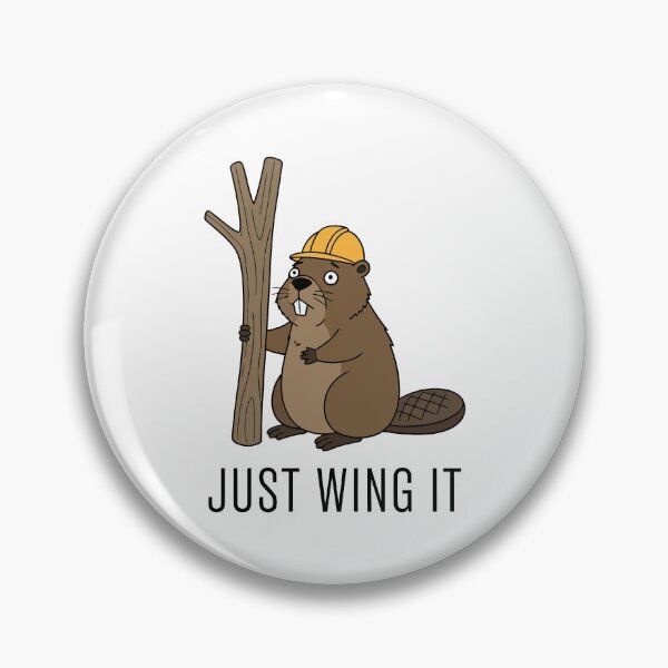 Item preview, Just Wing It Funny Beaver Construction Hard Hat Pun designed and sold by Amir Faysal.