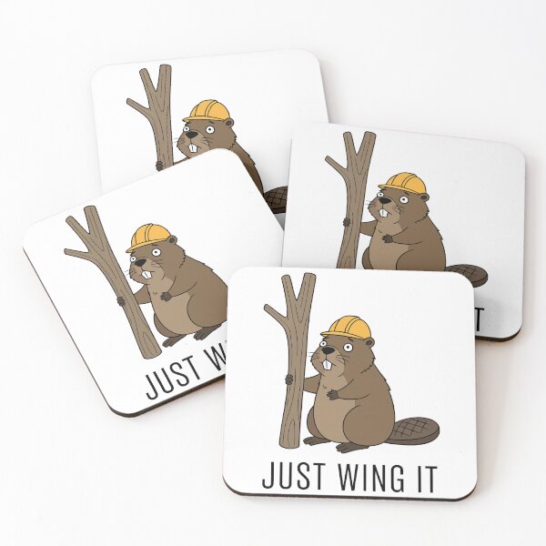 Item preview, Just Wing It Funny Beaver Construction Hard Hat Pun designed and sold by Amir Faysal.