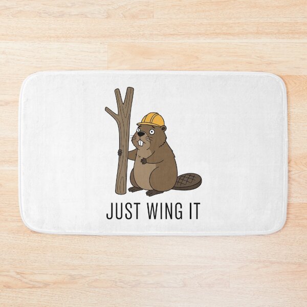Item preview, Just Wing It Funny Beaver Construction Hard Hat Pun designed and sold by Amir Faysal.