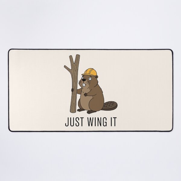 Item preview, Just Wing It Funny Beaver Construction Hard Hat Pun designed and sold by Amir Faysal.