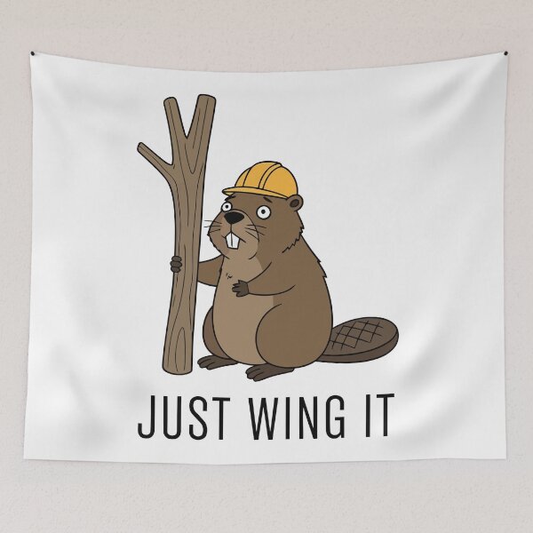 Item preview, Just Wing It Funny Beaver Construction Hard Hat Pun designed and sold by Amir Faysal.
