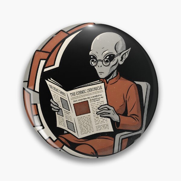 Item preview, Scholarly Alien Reading Newspaper Daily News Retro Graphic designed and sold by DuckOddity.