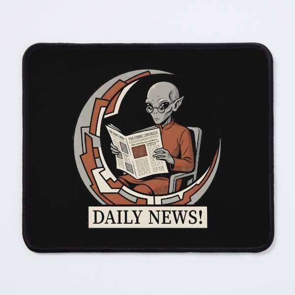 Item preview, Scholarly Alien Reading Newspaper Daily News Retro Graphic designed and sold by DuckOddity.