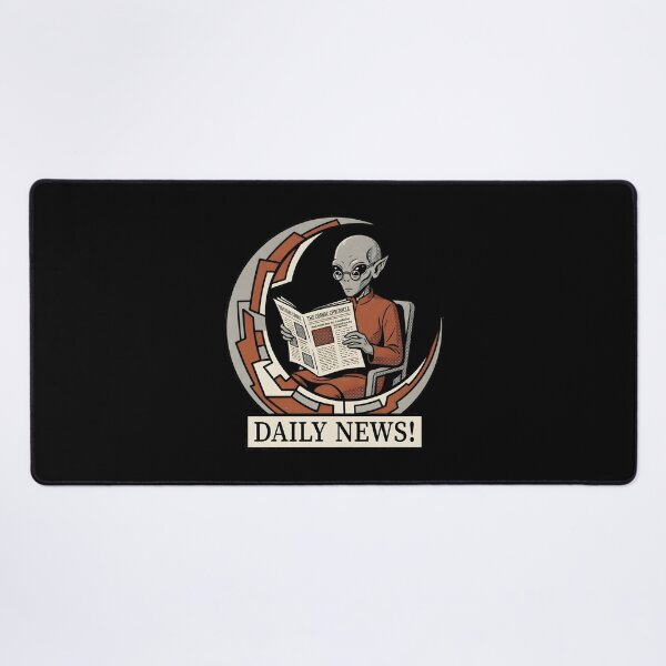 Item preview, Scholarly Alien Reading Newspaper Daily News Retro Graphic designed and sold by DuckOddity.