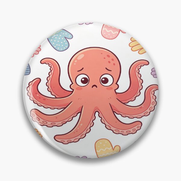 Item preview, Cute Octopus Surrounded by Winter Gloves - Funny Winter Art designed and sold by ZINO WORLD.