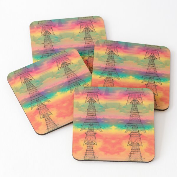 Item preview, Dreamy Rainbow Sky Transmission Towers designed and sold by pinkal.