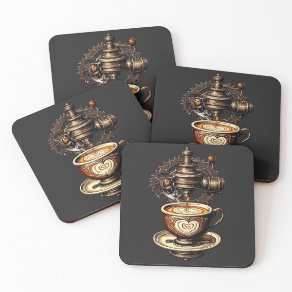 Item preview, Barista Mechanics – Vintage Bronze Espresso Machine & Heart Latte Art designed and sold by Shift-Bloom.