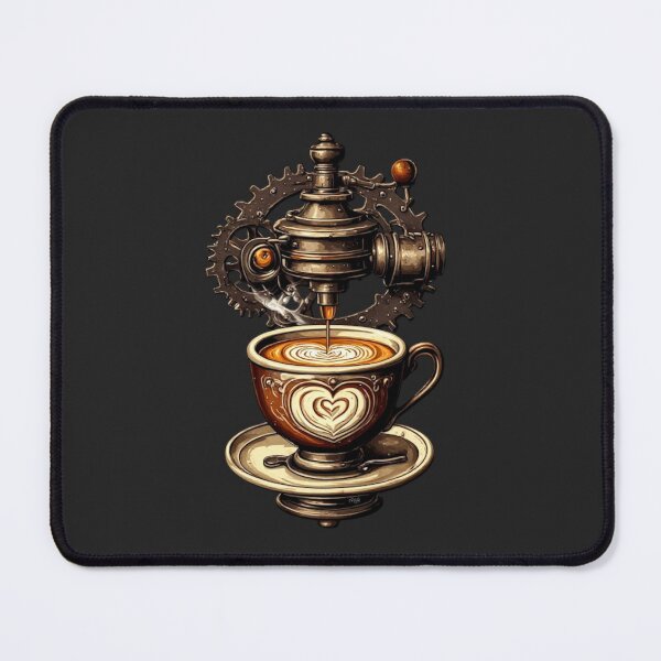 Item preview, Barista Mechanics – Vintage Bronze Espresso Machine & Heart Latte Art designed and sold by Shift-Bloom.