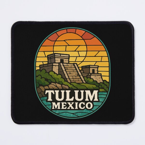 Item preview, Tulum Mexico Coast Mayan Ruins Stained Glass Travel designed and sold by TomFrontierArt.
