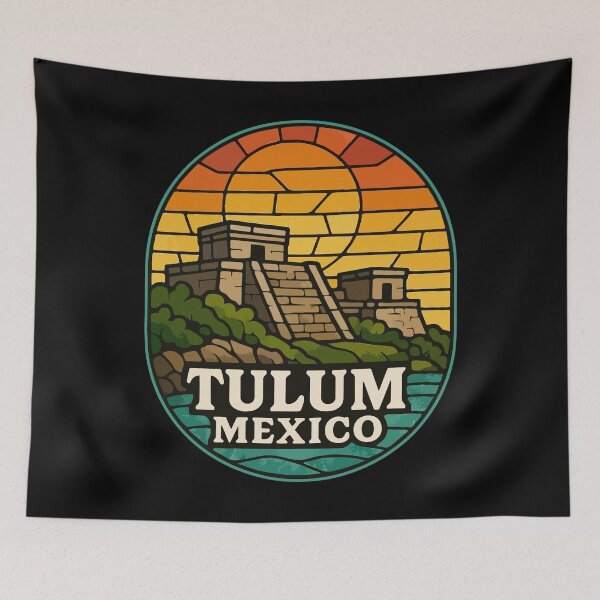 Item preview, Tulum Mexico Coast Mayan Ruins Stained Glass Travel designed and sold by TomFrontierArt.