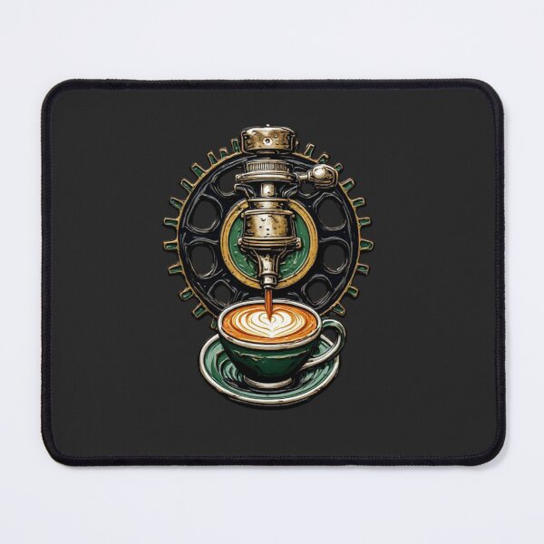 Item preview, Barista Mechanics – Emerald Green Espresso Machine & Heart Latte Art designed and sold by Shift-Bloom.