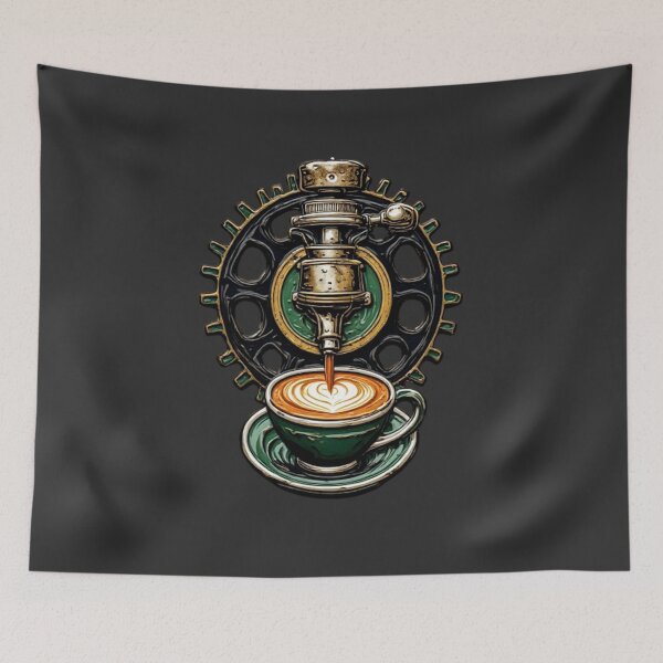 Item preview, Barista Mechanics – Emerald Green Espresso Machine & Heart Latte Art designed and sold by Shift-Bloom.