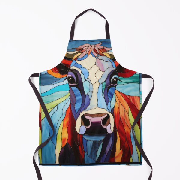 Item preview, Vibrant Stained Glass Cow Portrait designed and sold by pinkal.