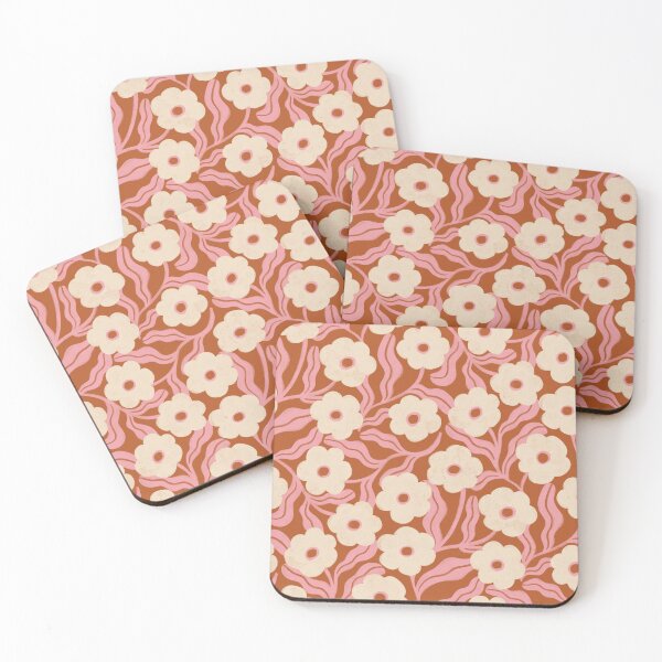 Item preview, Scattered Folk Daisy Floral in Pink & Terracotta designed and sold by Illustrated by Nat.
