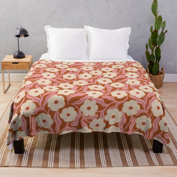 Item preview, Scattered Folk Daisy Floral in Pink & Terracotta designed and sold by Illustrated by Nat.