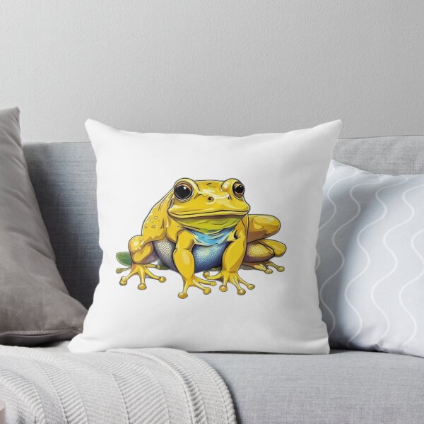 Item preview, Bright Yellow Bullfrog Blue Throat Illustration designed and sold by DreamDesignWear.