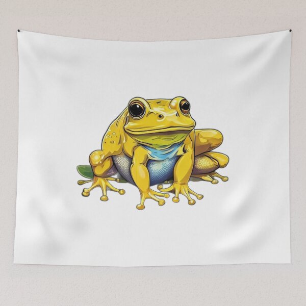 Item preview, Bright Yellow Bullfrog Blue Throat Illustration designed and sold by DreamDesignWear.