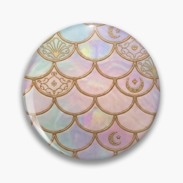 Item preview, Dreamy Pastel Mermaid Scale Pattern gold Star Moon designed and sold by MoqunaDesign.