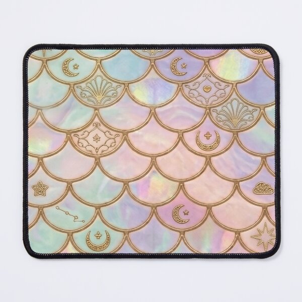 Item preview, Dreamy Pastel Mermaid Scale Pattern gold Star Moon designed and sold by MoqunaDesign.