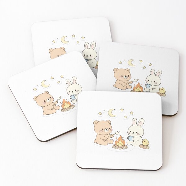 Item preview, Cute Bear and Bunny Camping Campfire Illustration designed and sold by Sprinkle Friends.