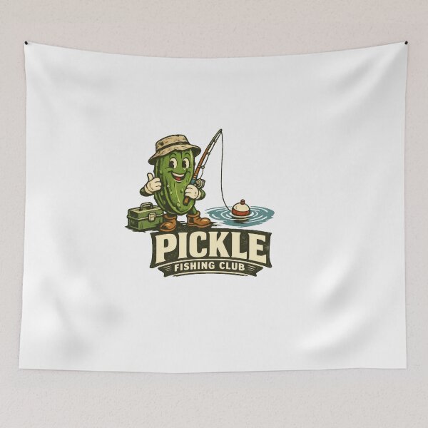 Item preview, Pickle Fishing Club Funny Food Mascot designed and sold by TheRealTaria.