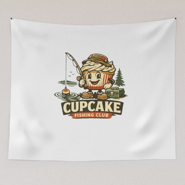 Item preview, Cupcake Fishing Club Funny Food Mascot designed and sold by TheRealTaria.
