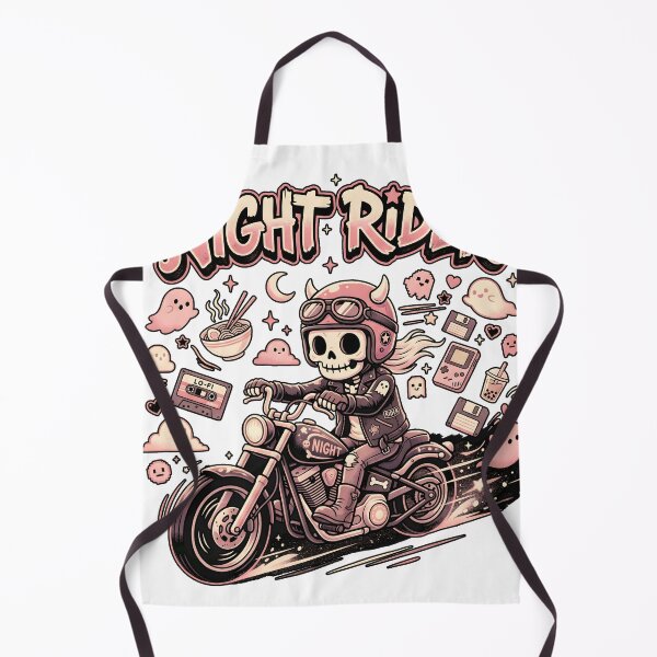 Item preview, Skeleton in Devil Helmet and Leather Jacket Riding Motorcycle with Ghosts and Snacks designed and sold by MisteryDesigner.