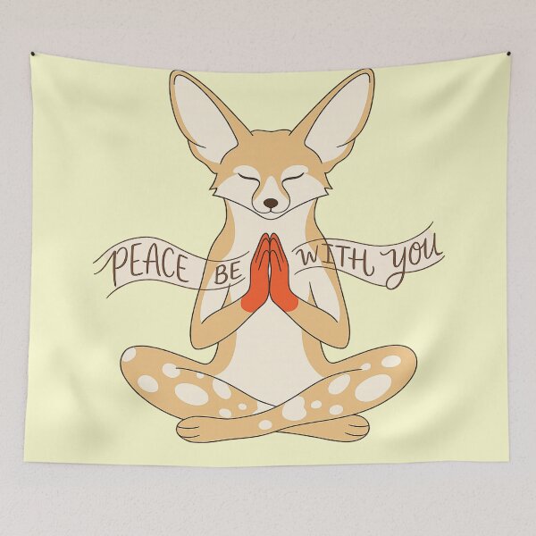Item preview, Peace Be With You Fennec Fox | Cute Meditation Animal T-Shirt & Sticker Design designed and sold by designbyuzi.