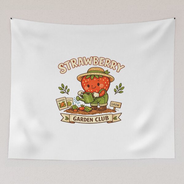Item preview, Strawberry Gardening Club Funny Food Mascot designed and sold by TheRealTaria.