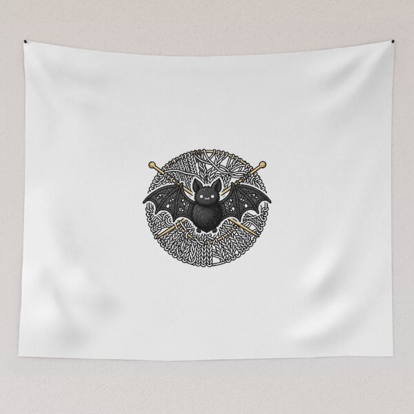 Item preview, Gothic Knitting Bat Tangled In Yarn Spooky Gift designed and sold by jcm320.