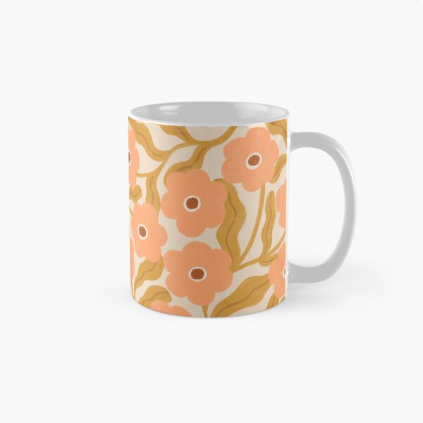Item preview, Scattered Folk Daisy Floral in Pastel Peach & Cream designed and sold by Illustrated by Nat.