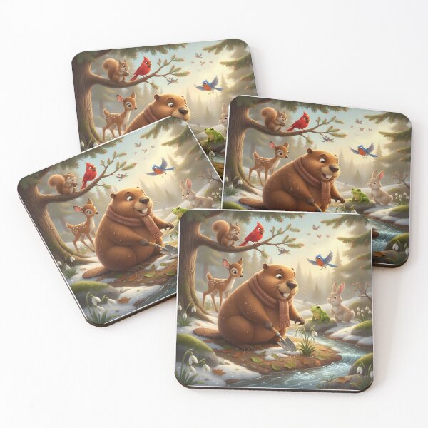Item preview, Happy Beaver Adventures – The First Snowdrops designed and sold by Clothes With Smiling Animals Walt Gral.