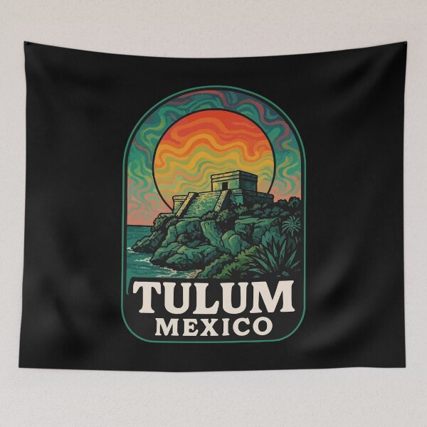 Item preview, Tulum Mexico Coast Mayan Ruins Trippy Art designed and sold by TomFrontierArt.
