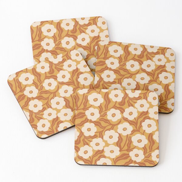 Item preview, Scattered Folk Daisy Floral in Cream & Honey Ochre designed and sold by Illustrated by Nat.