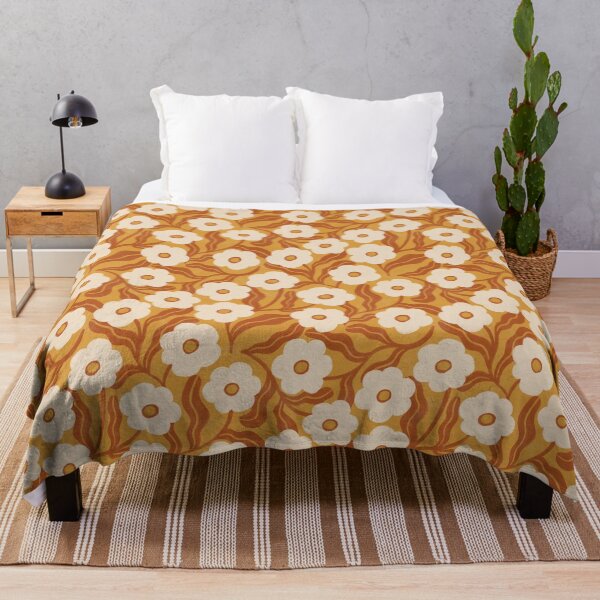 Item preview, Scattered Folk Daisy Floral in Cream & Honey Ochre designed and sold by Illustrated by Nat.