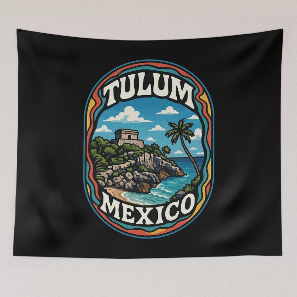 Item preview, Tulum Mexico Coast Mayan Ruins Trippy designed and sold by TomFrontierArt.