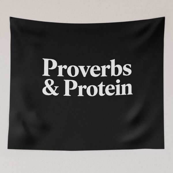 Item preview, Proverbs and Protein Faith Fitness Funny Gym Design T-Shirt | Christian Workout Graphic Gift designed and sold by Trendably.